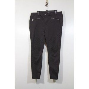 Forever 21 Black Moto Pants Size 16 Skinny Zip Pockets Stretch Denim Dark